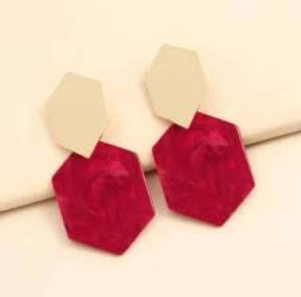 Pendientes geométricos rojos - Imagen 2