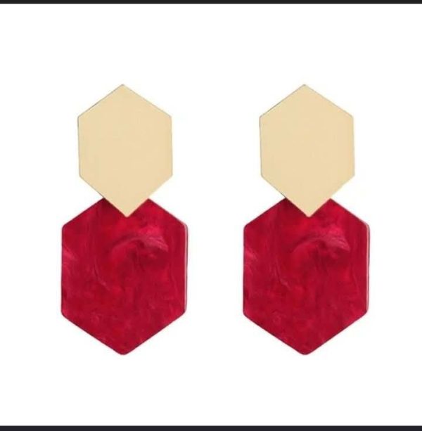 Pendientes geométricos rojos