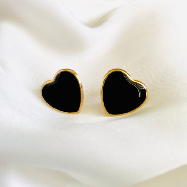 Pendientes en forma de corazón negros - Imagen 2