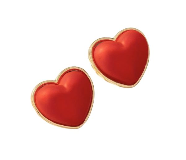 Pendientes en forma de corazón rojos - Imagen 2